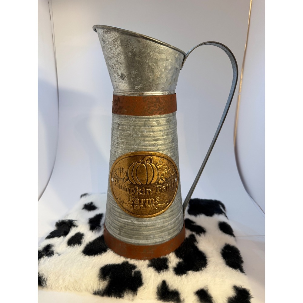 Celebrate the Season Pumpkin Patch Farms Galvanized Metal Decorative Pitcher Jug